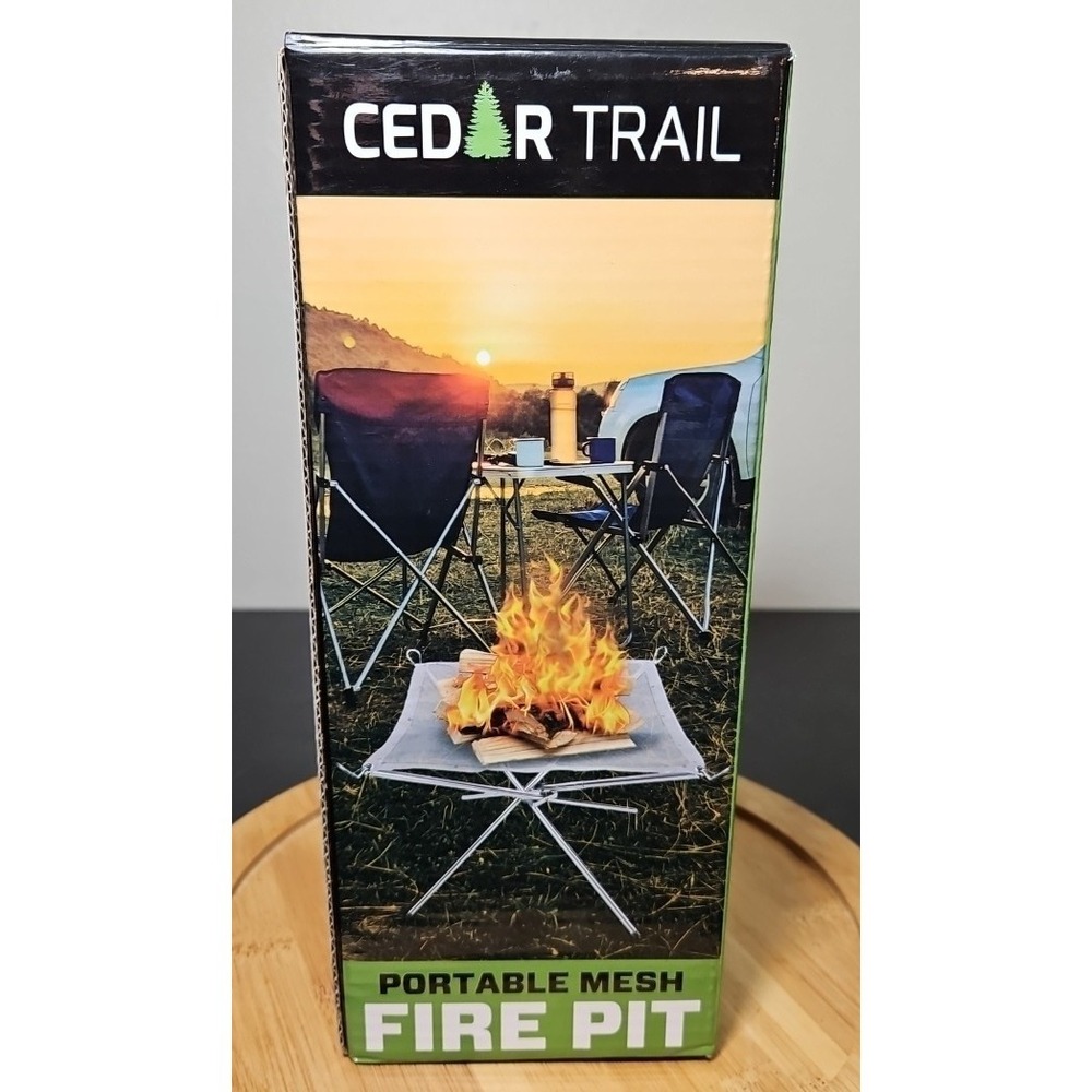 Cedar Trail 16.5 inch Portable Fire Pit NIB Collapsing Steel Mesh W/ Storage Bag